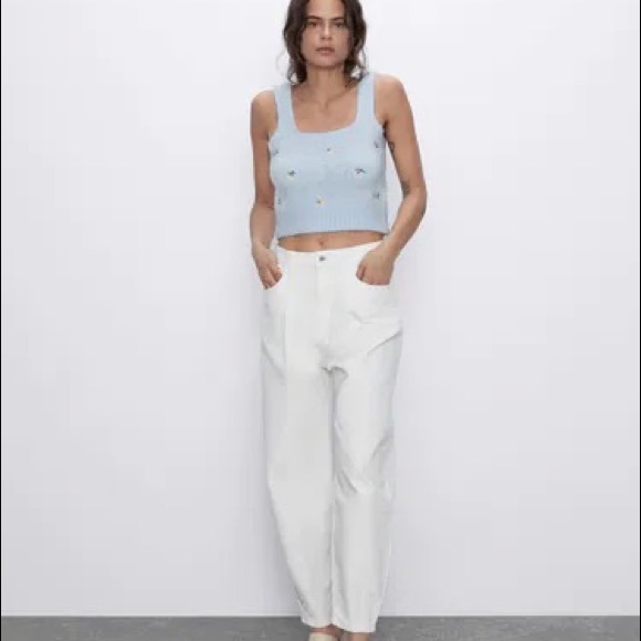 Zara Sweaters Zara Floral Embroidered Knit Top Poshmark